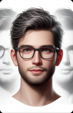 Uma pessoa de oculos com duas pessoas em volta